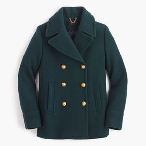JCREW Majesty Peacoat Wool Green Coat size 10